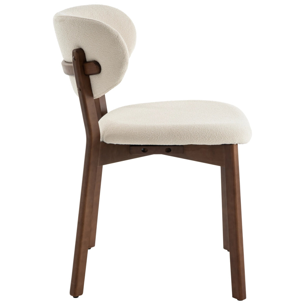 Set di 2 sedie AURA in legno scuro e tessuto boucle beige