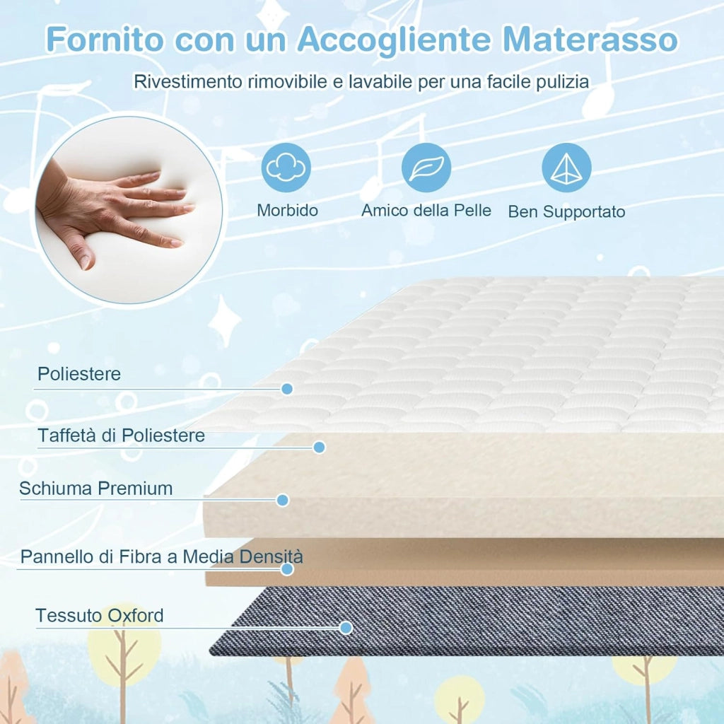 Culla da Affiancare per Neonati, Culla per Bambini con Altezza Regolabile a 6 Livelli, con Mensola Portaoggetti, Materasso e Borsa da Trasporto, per Bambini 0-6 Mesi (Grigio Chiaro)