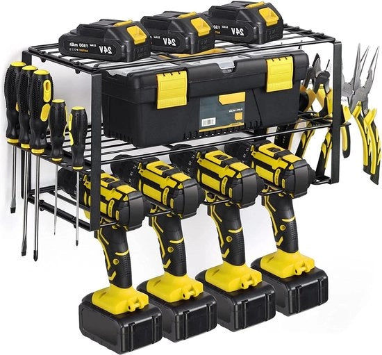 Organizzatore di attrezzi per utensili elettrici a 4 raccordi - supporto per trapano senza fili - deposito di utensili per garage