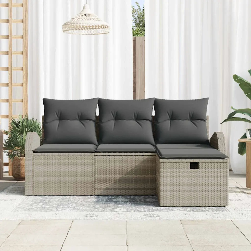Set di divani con cuscino 4 pcs Grigio chiaro polyrattan 3359051