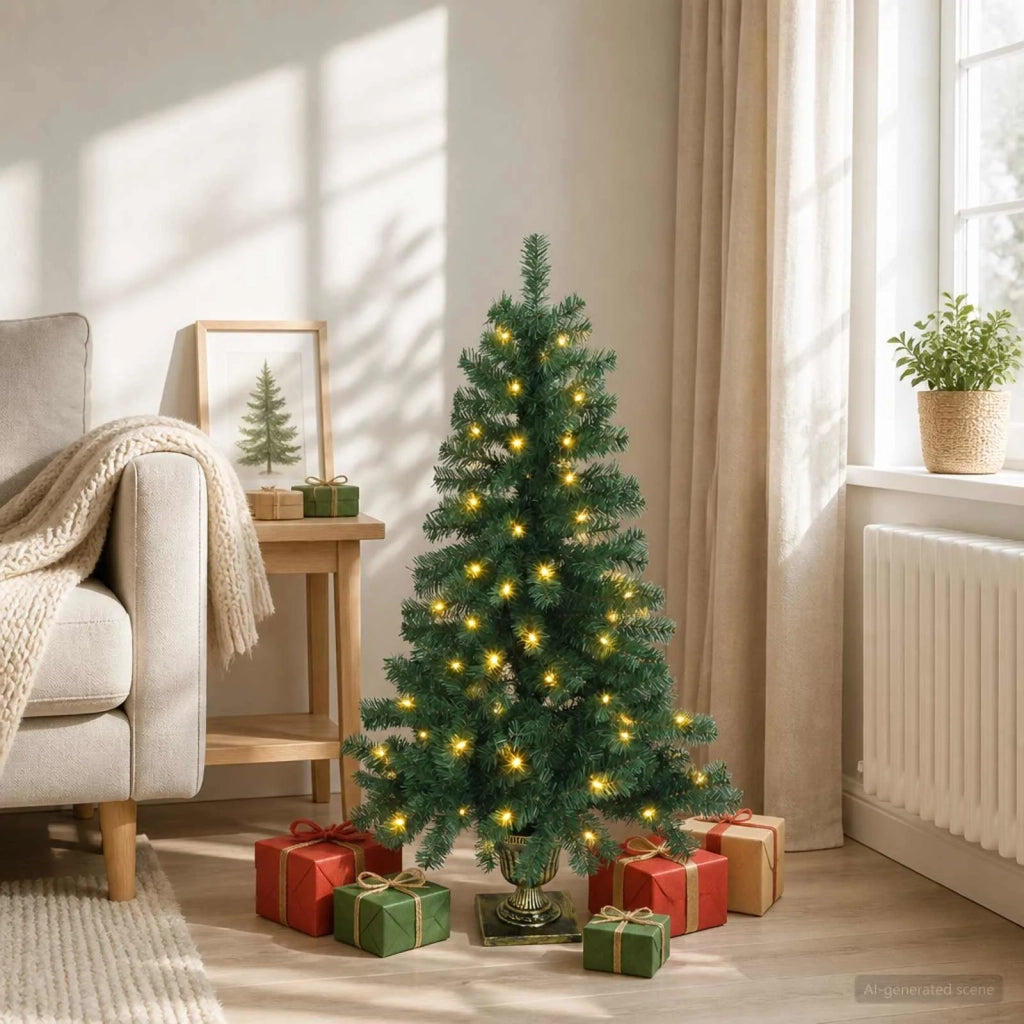 Albero di Natale Mini 120 cm 100 LED Bianco caldo PVC Verde 42056937