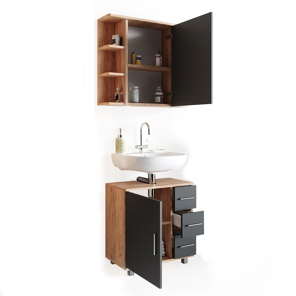 Vicco Set mobili bagno Rovere 2 parti
