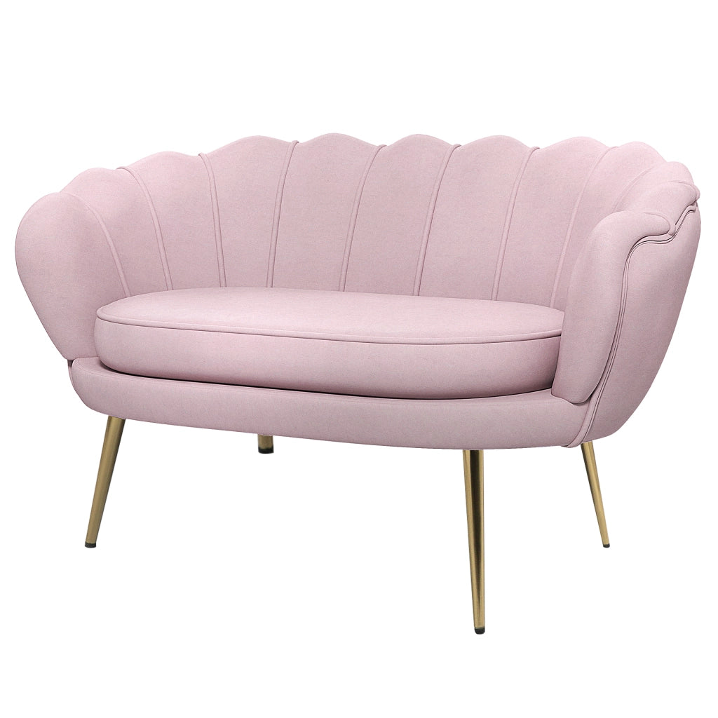 Divanetto 2 Posti in Tessuto Velluto e Metallo ¨C Zephmum ¨C Rosa 130x77x77 cm
