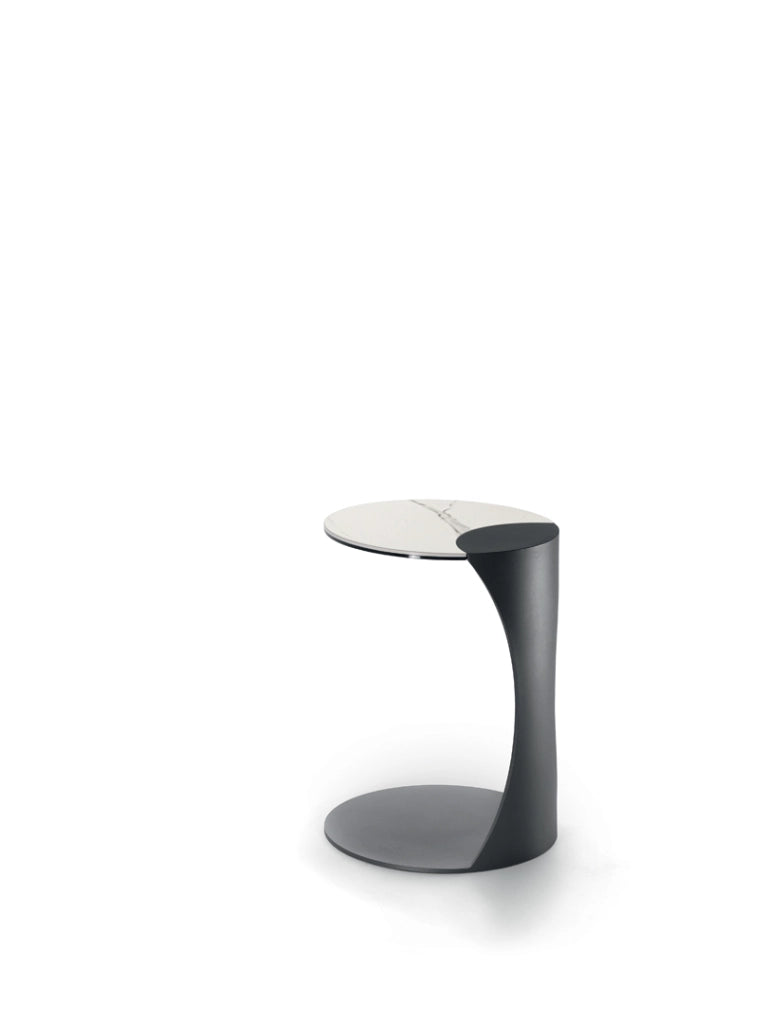 Tavolino Tee con top in ceramica su vetro marmo bianco e struttura in metallo verniciato antracite - Stones