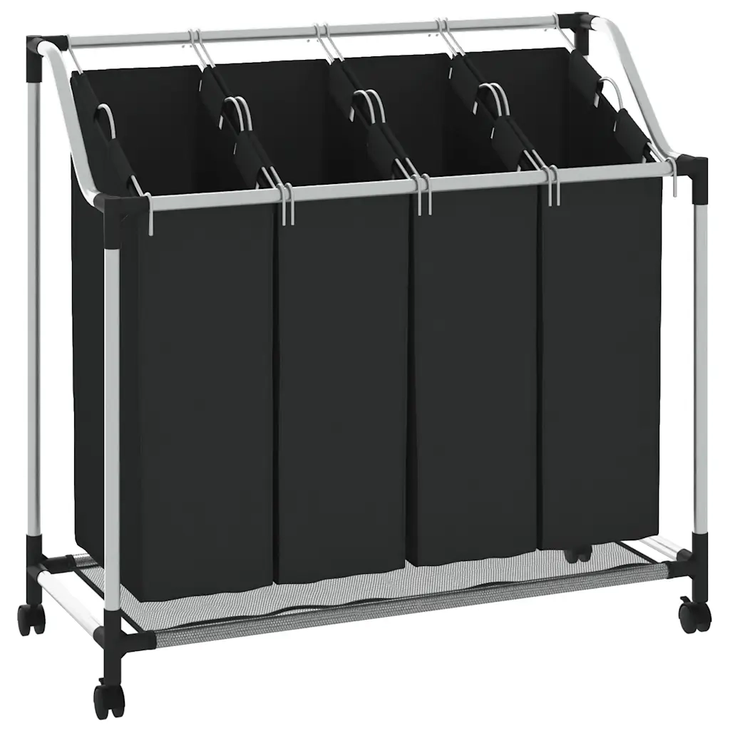 Classificatore lavanderia con 4 borse nero 240367
