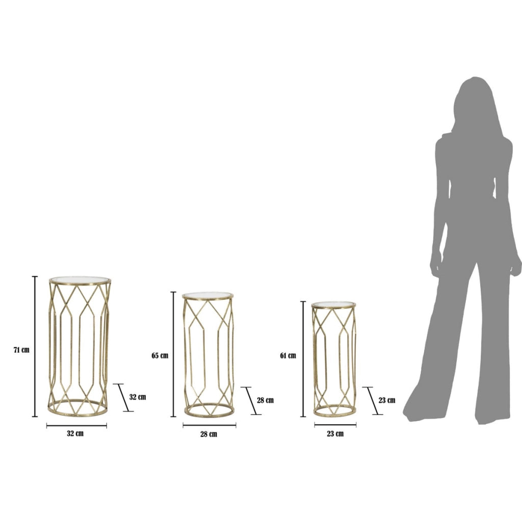 Set di Tavolini VKH597, Oro, Metallo, 32x32x71 cm
