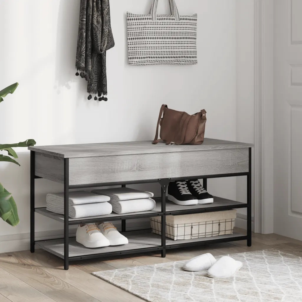 Panca Porta Scarpe-Sgabello-Panca Scarpiera Grigio Sonoma 100x42,5x50 Legno Multistrato