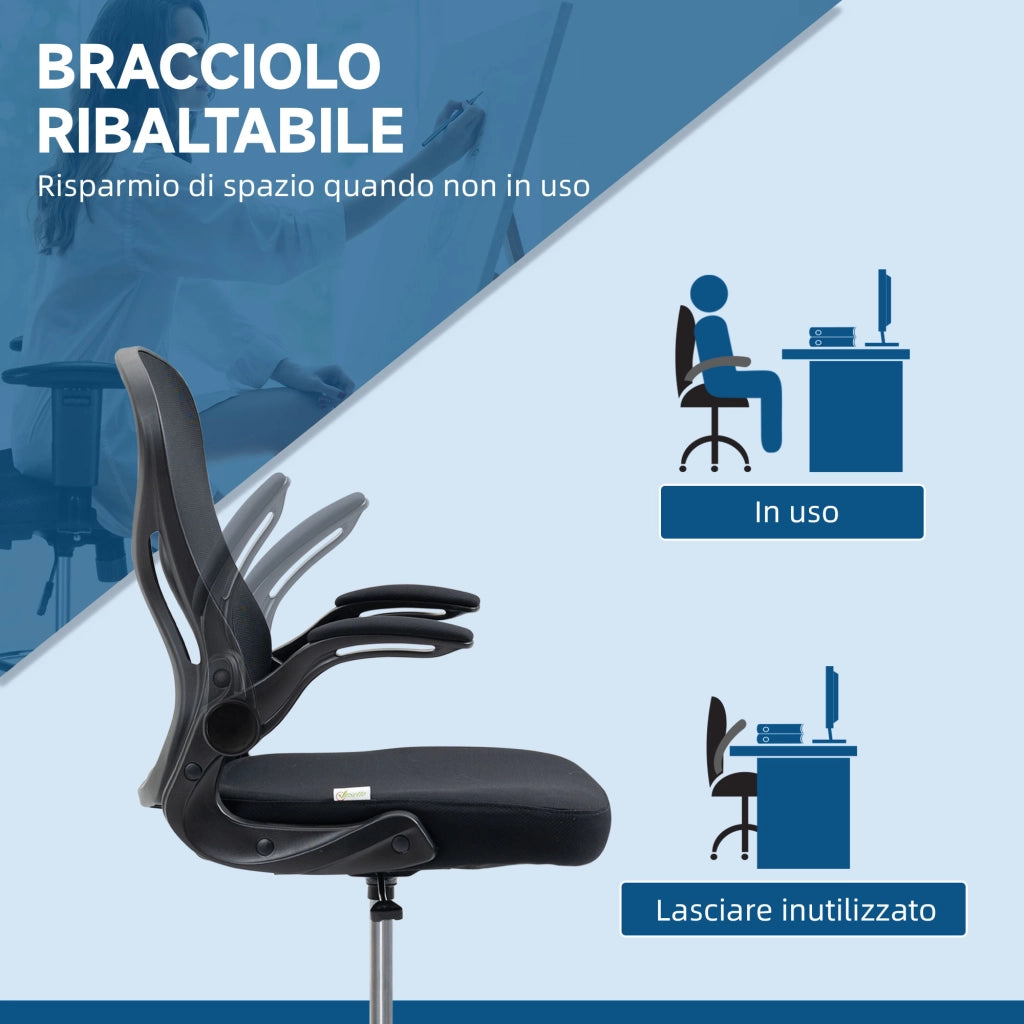 Sedia da ufficio con schienale regolabile ¨C zephmum ¨C nero, 59x65x102-122 cm