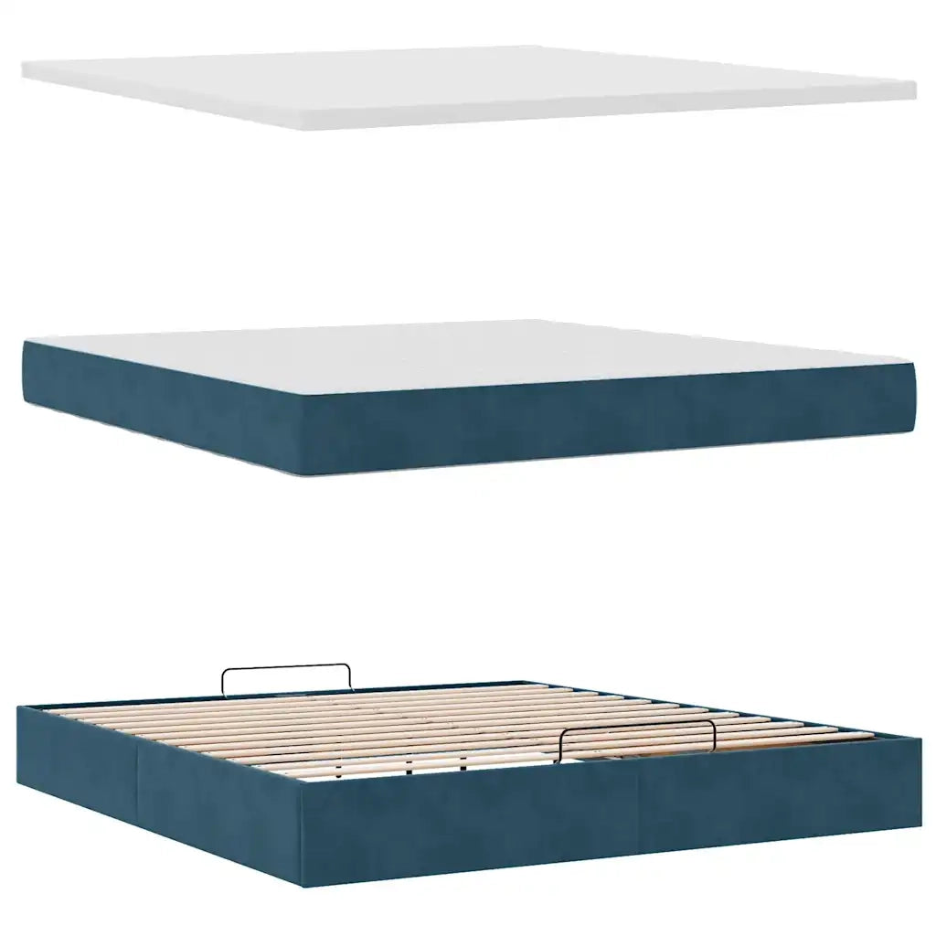 Struttura Letto Pouf con Materasso 160x200 cm in Velluto 3312636