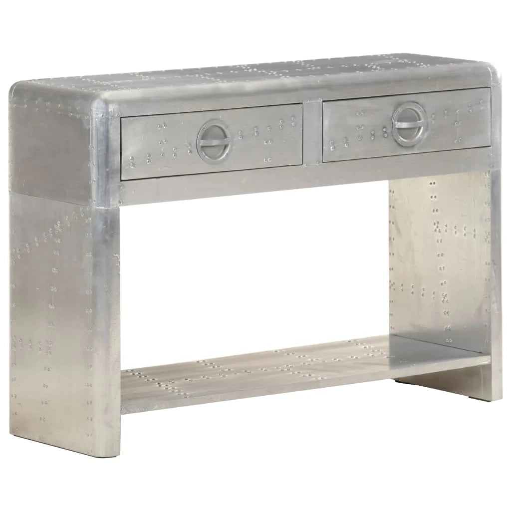 Credenza buffet cassettiera mobile contenitore organizer cucina soggiorno salotto stile aviatore 110 x 35 x 75 cm metallo Argento 02_0031751