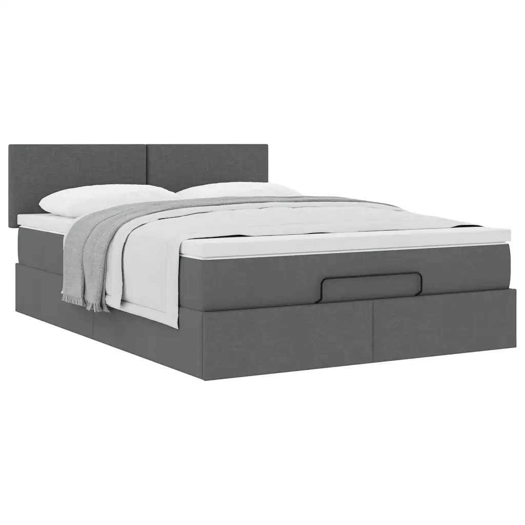 Pouf Letto con Materasso Grigio Scuro 140x200 cm in Tessuto 3311381