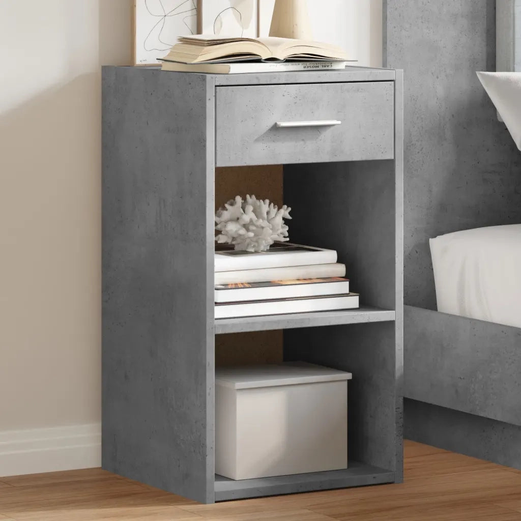 Comodini 2 pz-Set di 2 Tavolino da notte Grigio Cemento 35x34x65 cm in Legno Multistrato