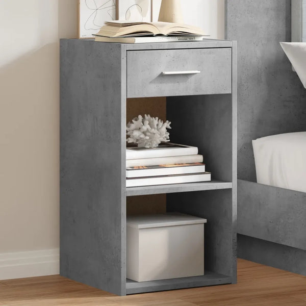 Comodini 2 pz-Set di 2 Tavolino da notte Grigio Cemento 35x34x65 cm in Legno Multistrato
