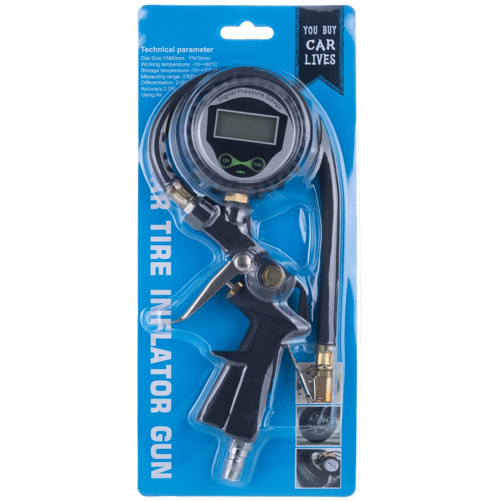 Pistola Pneumatica Professionale con Manometro LCD – Pressione 0-255 PSI | Alluminio, Acciaio Inox, Ottone