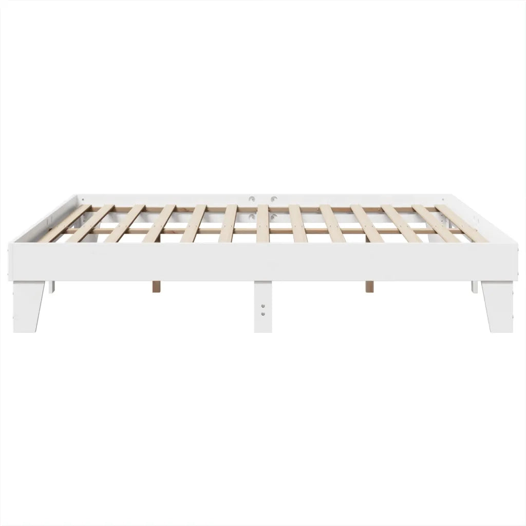 Giroletto senza Materasso-Struttura Letto Bianco 200x200 cm Legno Massello Pino 181829