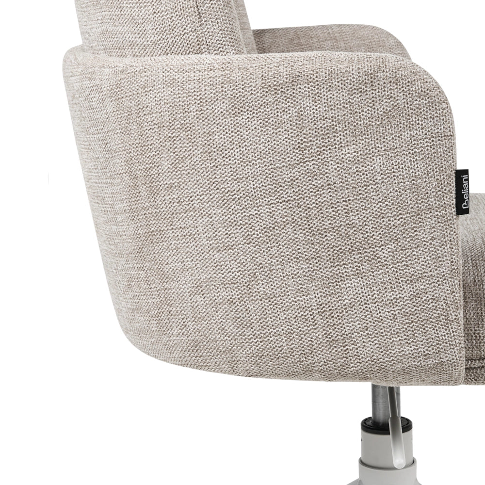 Sedia da ufficio imbottita in tessuto beige girevole regolazione altezza sedile elegante