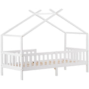 Letto casetta per bambini 90 × 200 cm 1 posto con barriera di sicurezza e spazio sottoletto; senza materasso; bianco