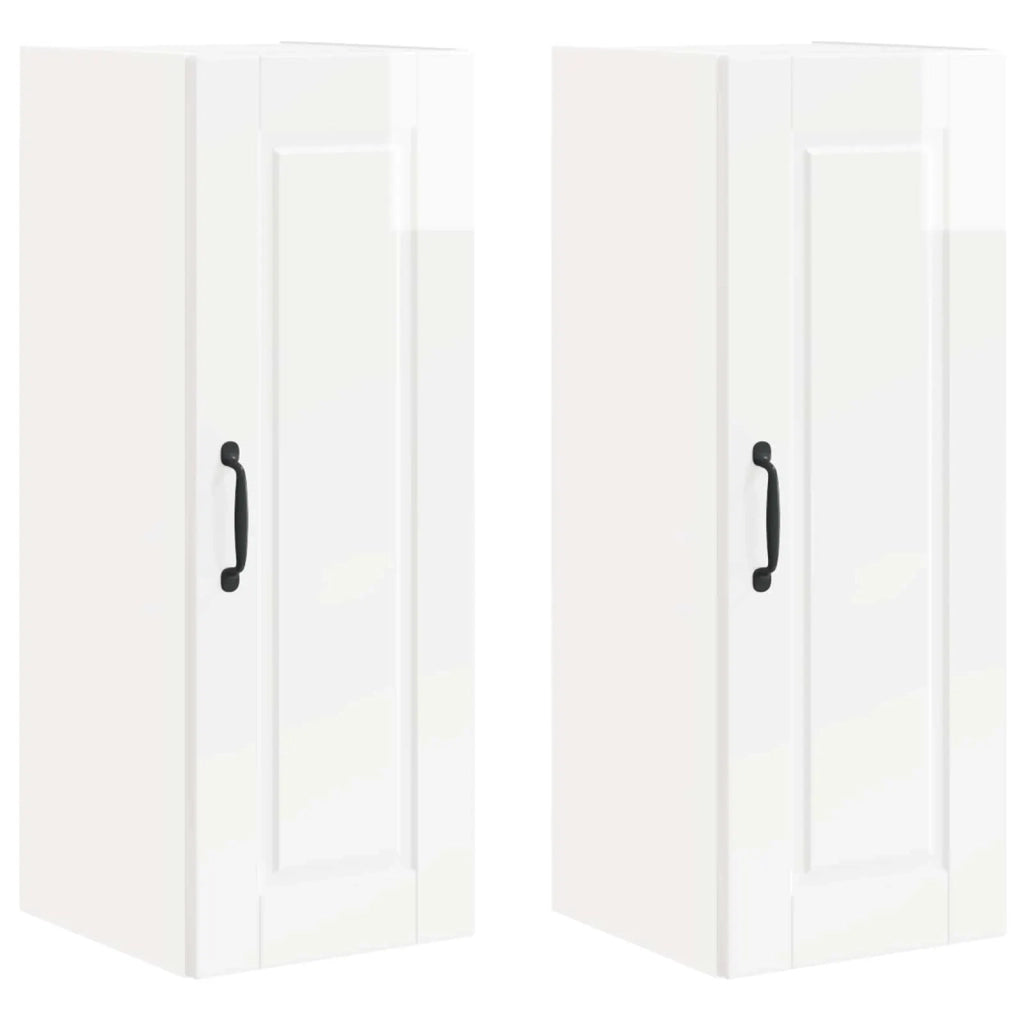 Mobile da cucina con porta 2 pz-Set di 2 Armadio da cucina Bianco Lucido 30 x 31 x 80 cm