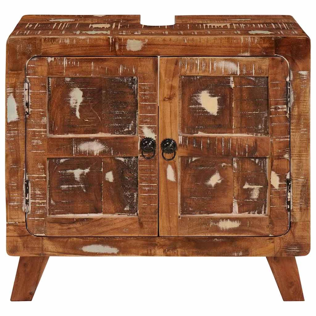 Mobiletto moderno per il bagno con 2 ripiani 60 x 33 x 55 cm in legno marrone di recupero 02_0058084