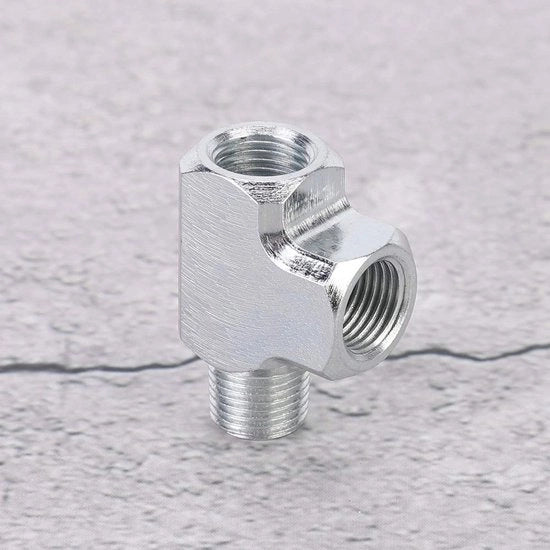 Connettore a T 1/8 pollici - Per uso acqua e olio - In alluminio - Connettore a 3 vie - Adatto per manometri e adattatori - Popolare