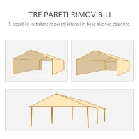 Gazebo da Giardino 6x3 m per Eventi con Pareti Rimovibili e Finestre Trasparenti, Verde