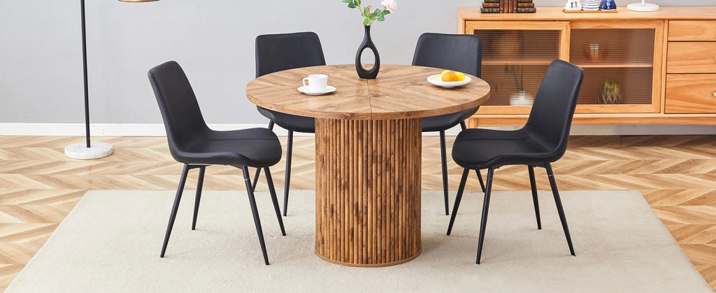 Tavolo da pranzo rotondo con 4 sedie in MDF effetto legno per soggiorno e cucina nero diametro 100 cm