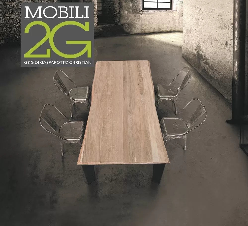 Tavolo massello nodo aperto 250x100 sp. 6 cm  fisso (791) - Mobili 2G