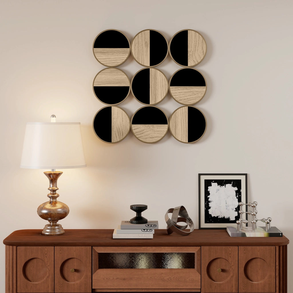 Decorazione murale metallo dischi design ¨C zephmum ¨C naturale nero 60x60 cm