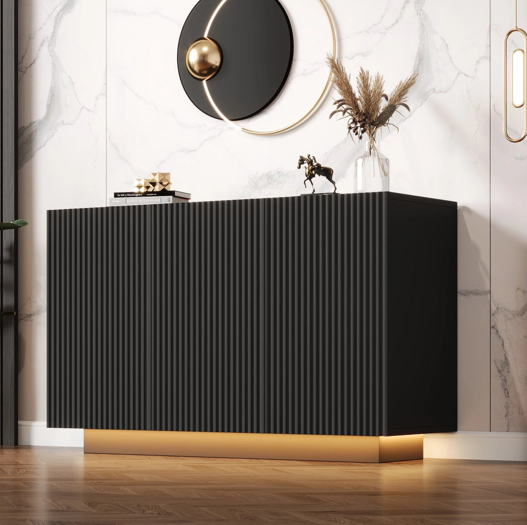 Sideboard LED 120x40x75 cm in MDF nero con luci Bluetooth
