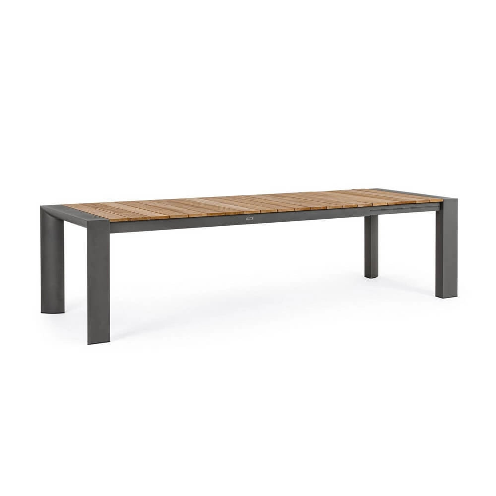 Tavolo da Giardino Allungabile in Alluminio e Teak 228/294x100 cm - CAMERON