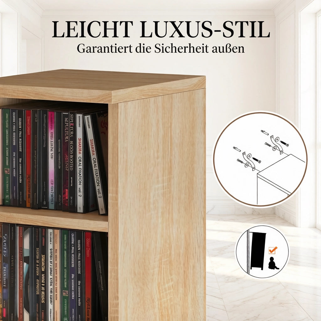 Set di 2 armadietti con colonne portaoggetti, 12 scomparti, 21x22,5x88,5 cm, capacit¨¤ per 204 CD.
