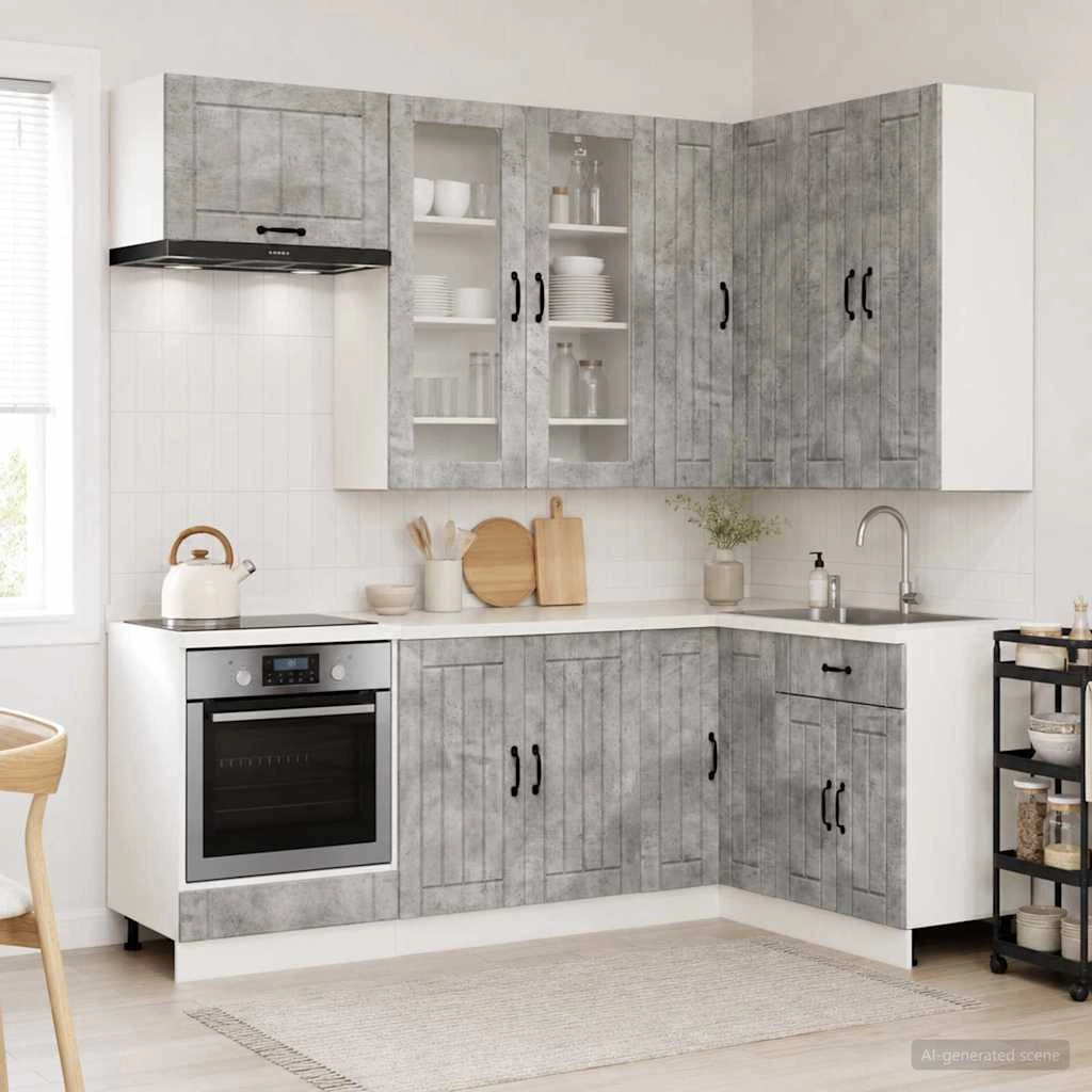 Unità Cucina LUCCA 8 pz Grigio Cemento Legno ingegnerizzato 3438480