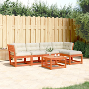 Set Divani Giardino 5pz con Cuscini Marrone Cera Massello Pino 3217007