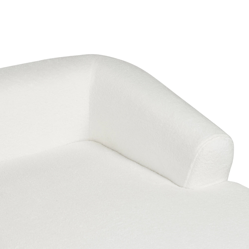 Divano angolare a 3 posti a destra Tessuto bianco Braccioli imbottiti a binario Cuscini aggiuntivi Stile moderno minimalista