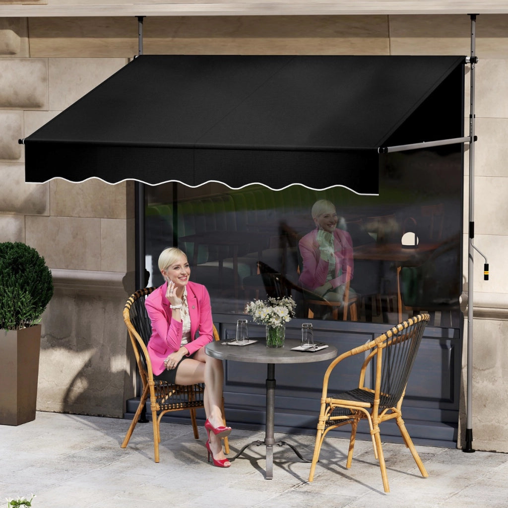 Tenda da sole regolabile in altezza con manovella per finestre e porte, Tenda da sole 200 x 300 cm Nero-Tende parasole