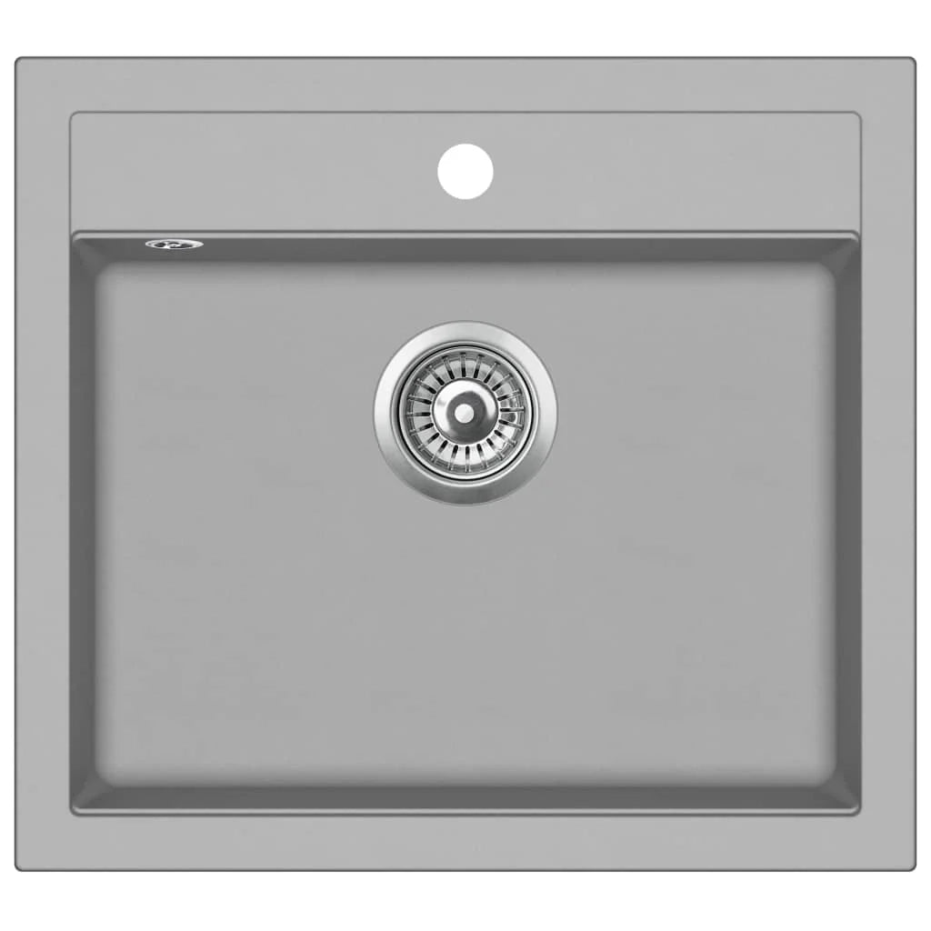 Lavello da cucina in granito vasca singola 56,5 x 51 cm grigio 02_0002324