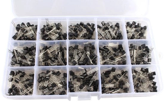 Kit di Transistori TO-92 - 15 Tipi - 600 Pezzi Assortito - Ideale per Progetti di Elettronica - NPN PNP - Adatto per Principianti - Compatibile con Progetti di Elettronica per Hobby