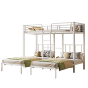 LETTO a castello triplo 90x200 cm in metallo bianco con scala e tavolino
