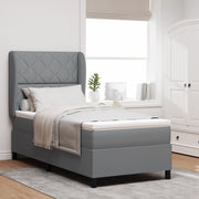 Letto a molle con materasso - Grigio chiaro, 100x200 cm, Tessuto