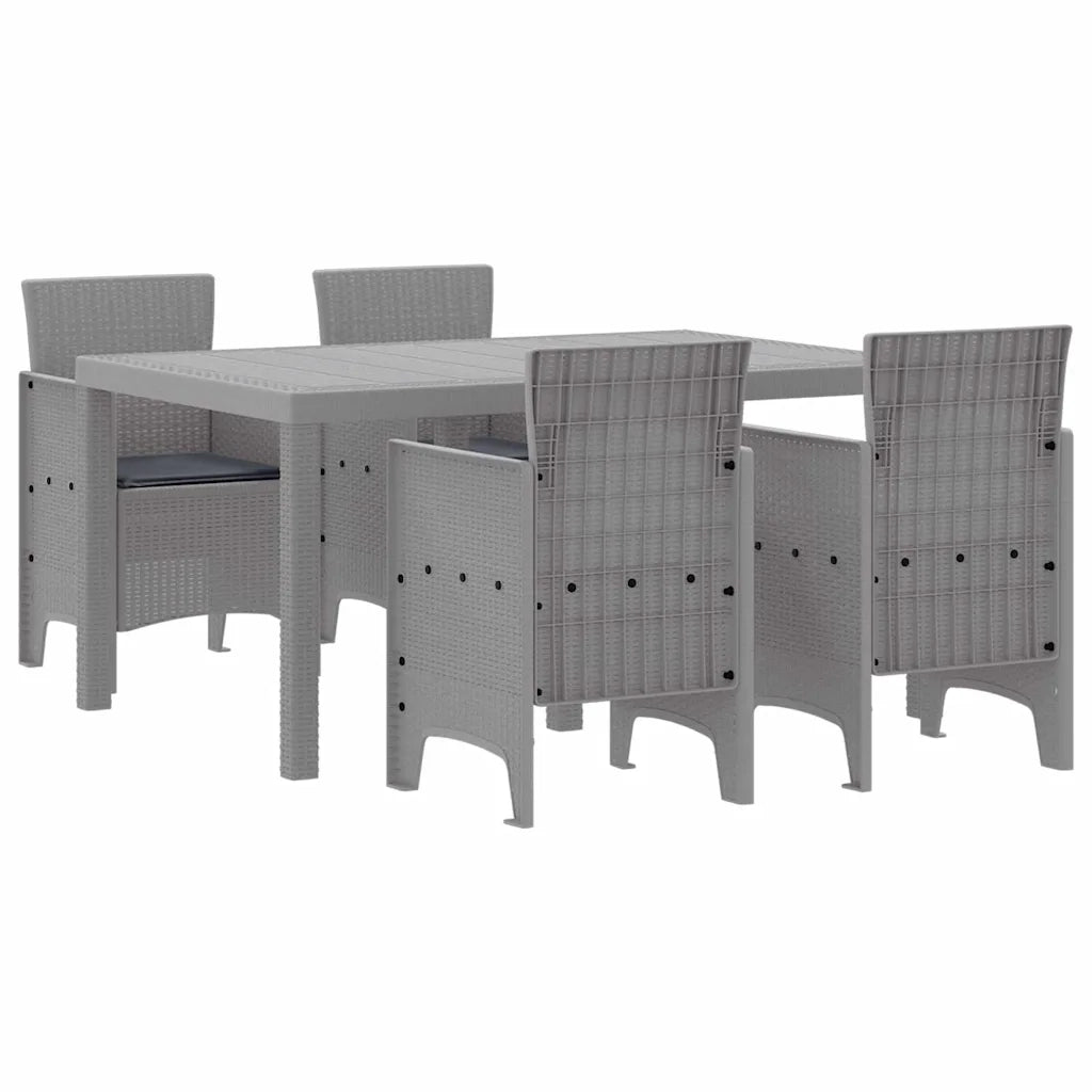 Set da Pranzo per Giardino 5 pcs Grigio chiaro Rattan Polt