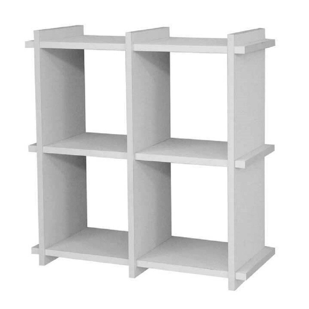 Trade Shop - Bacheca Scaffale Da Parete Mensola In Legno Bianco 35x13x35cm 4 Scomparti 782459 -
