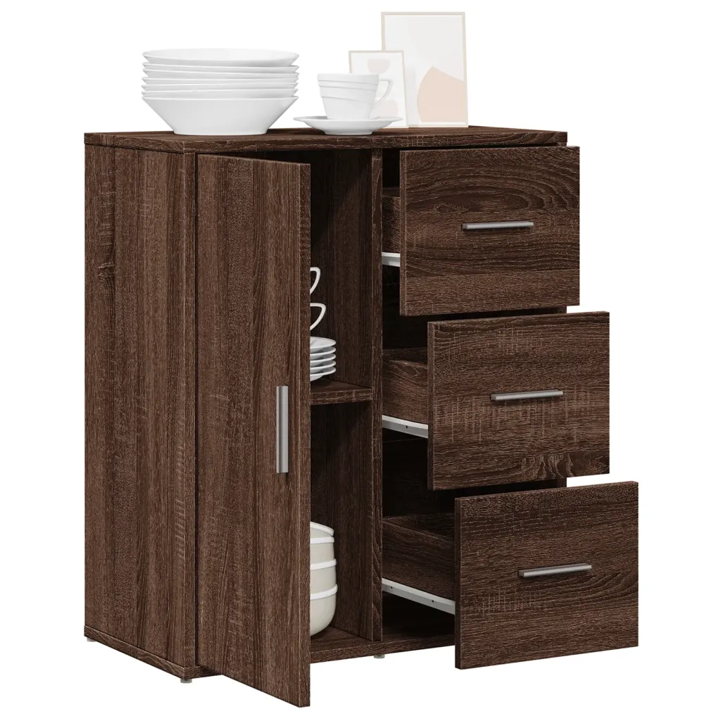 Credenza Rovere Marrone 60x31x70 cm in Legno Multistrato 840477