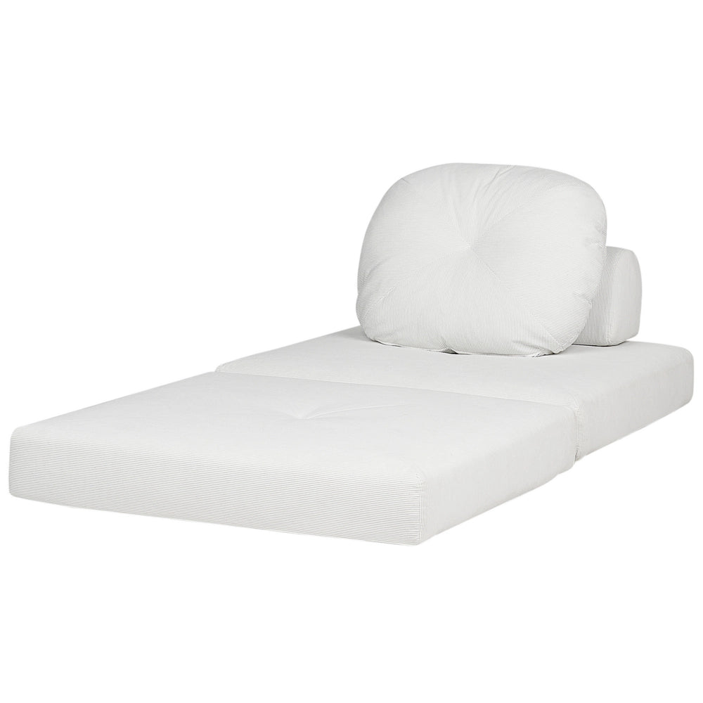 Divano pieghevole e trasformabile in letto in velluto a coste bianco sporco stile moderno soggiorno