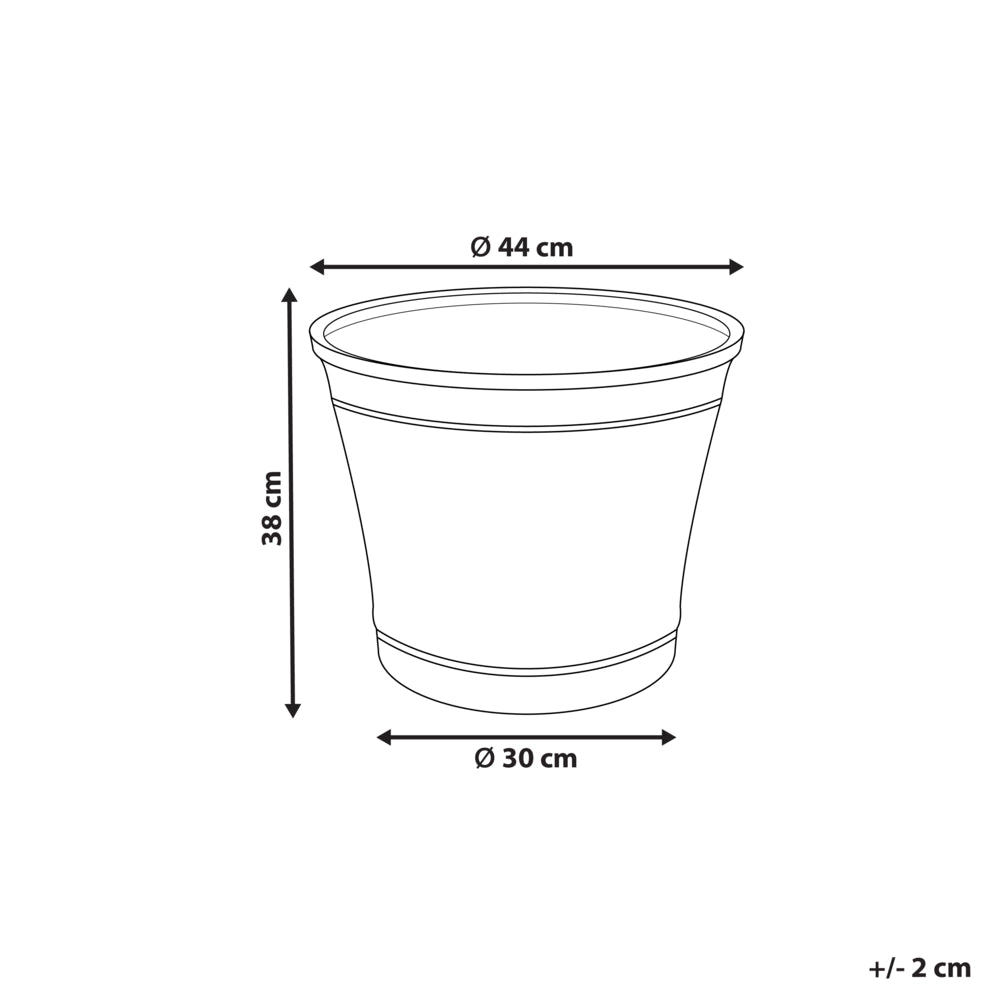 Vaso da fiori rotondo in poliresina grigio ⌀ 44 cm per uso interno ed esterno