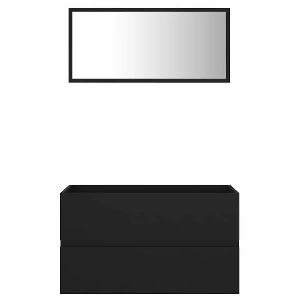 Set Mobili da Bagno 2 pz Nero in Legno Multistrato 804882