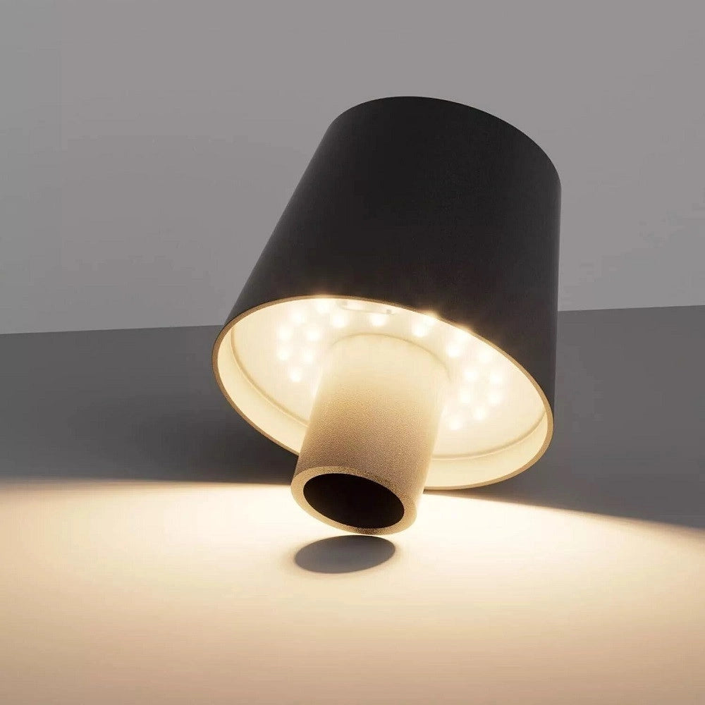 Trade Shop - Lampada Led Per Bottiglia Tappo Tavolo Touch Dimmerabile 3 Tonalità Ricaricabile - Nero