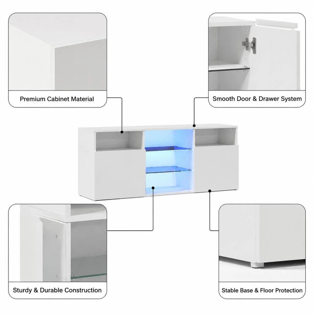 TV Cabinet With LED Lights White 120x30x50 Cm