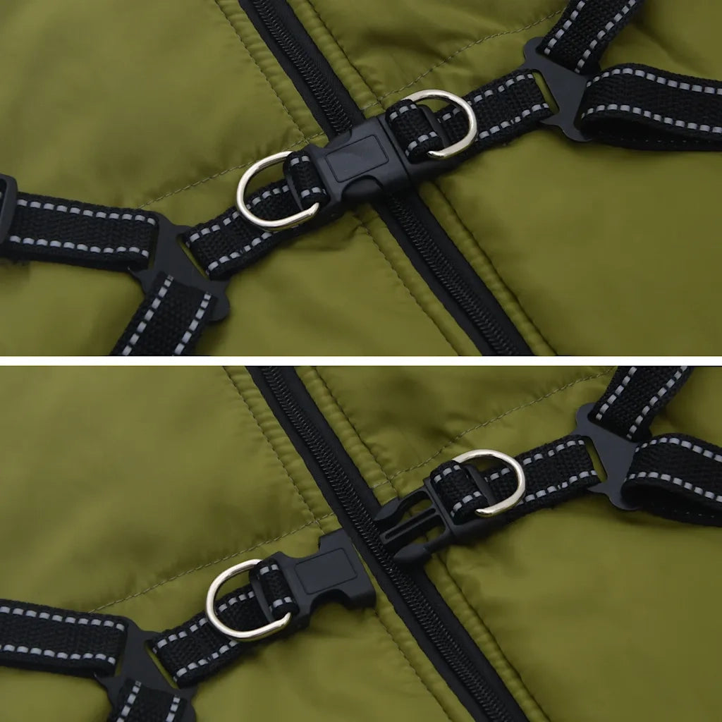 vidaXL Cappotto Cani Imbracatura Impermeabile Riflettente Verde L52