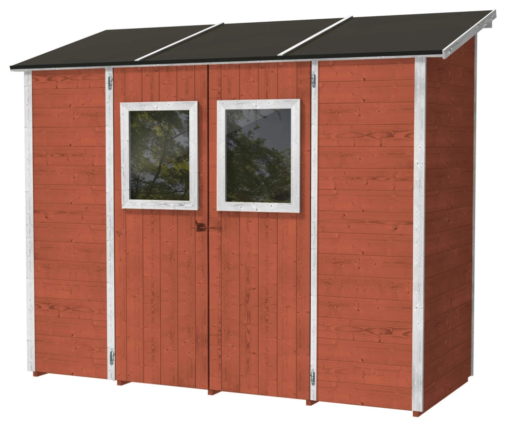 Casette Box da Giardino in Legno Porta Utensili 245x102x224 cm con 2 Porte e Finestre Ecla Salmone