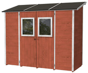 Casette Box da Giardino in Legno Porta Utensili 245x102x224 cm con 2 Porte e Finestre Ecla Salmone